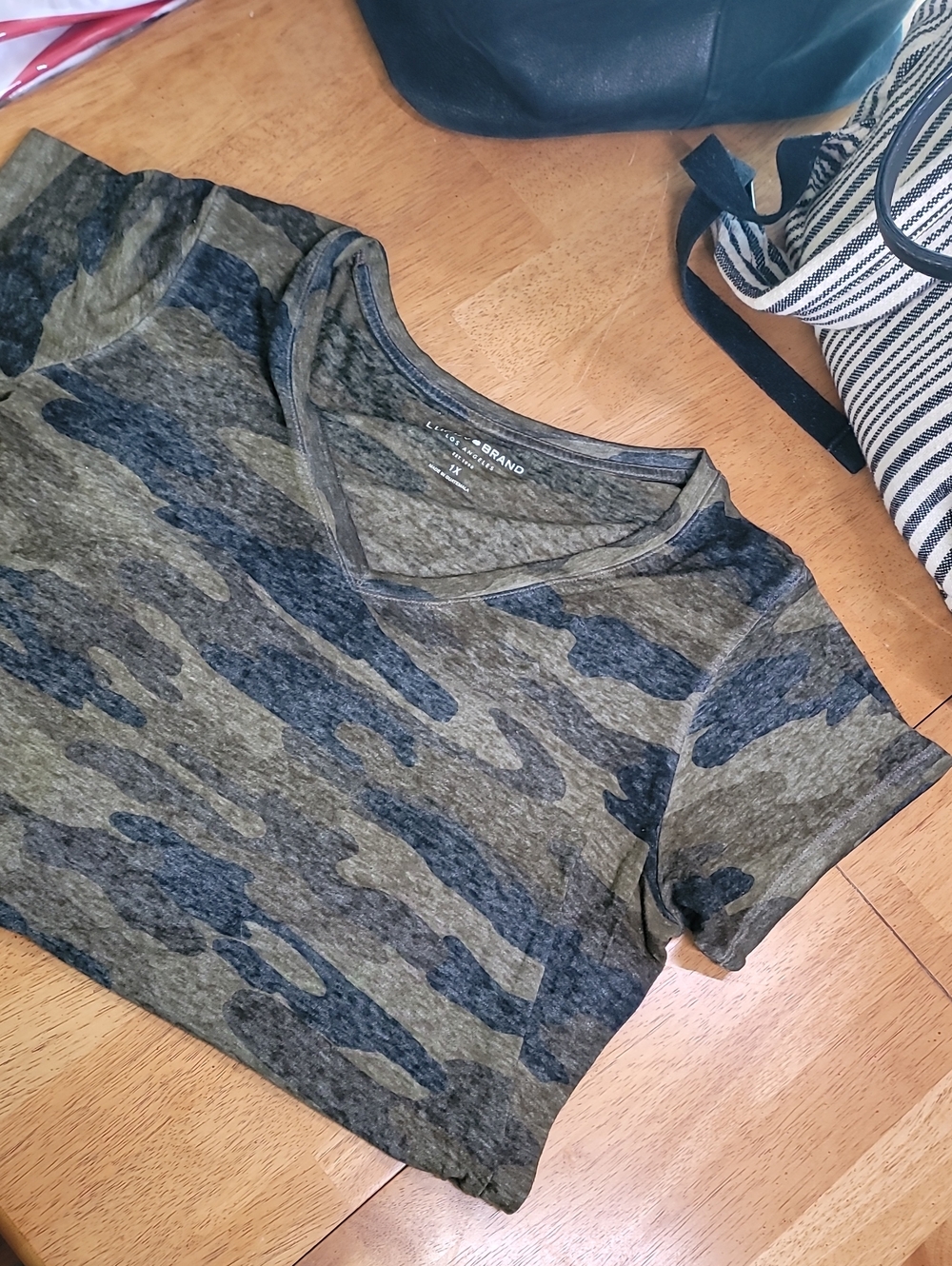 Lucky Brand Short Sleeve Camo Tee in Olive and Dark Gray